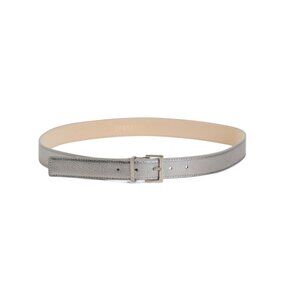 PERSAMAN NEW YORK Silver Leather Metallic Belt